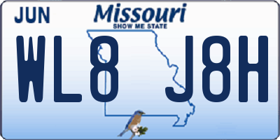 MO license plate WL8J8H