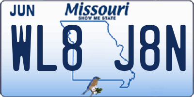 MO license plate WL8J8N
