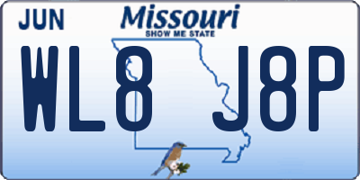 MO license plate WL8J8P