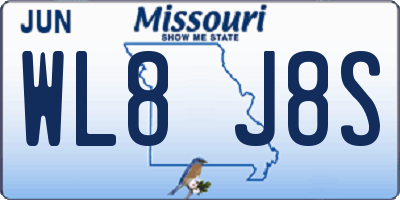 MO license plate WL8J8S