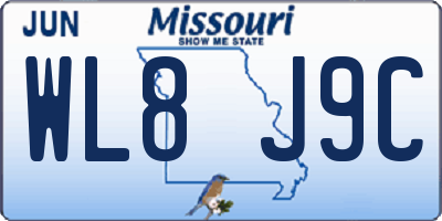 MO license plate WL8J9C