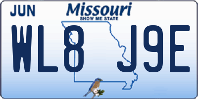 MO license plate WL8J9E