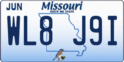 MO license plate WL8J9I
