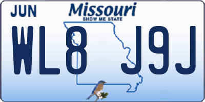 MO license plate WL8J9J
