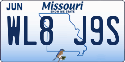 MO license plate WL8J9S