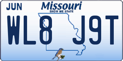 MO license plate WL8J9T