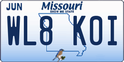 MO license plate WL8K0I