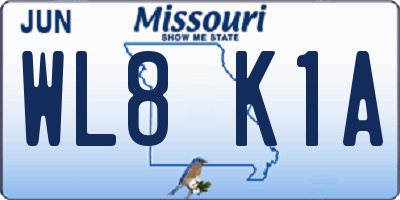 MO license plate WL8K1A