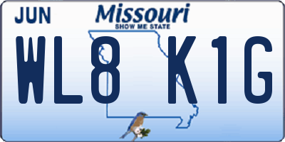 MO license plate WL8K1G