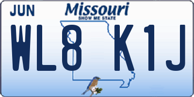 MO license plate WL8K1J