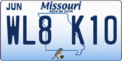 MO license plate WL8K1O