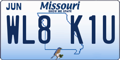 MO license plate WL8K1U