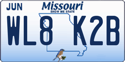 MO license plate WL8K2B