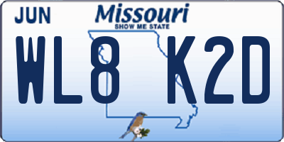 MO license plate WL8K2D