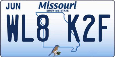 MO license plate WL8K2F