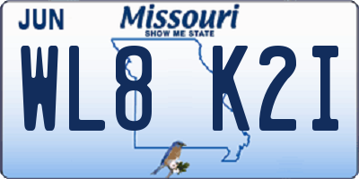 MO license plate WL8K2I
