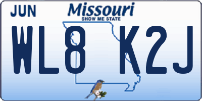 MO license plate WL8K2J