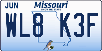 MO license plate WL8K3F