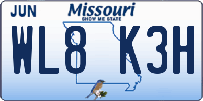 MO license plate WL8K3H