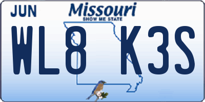 MO license plate WL8K3S