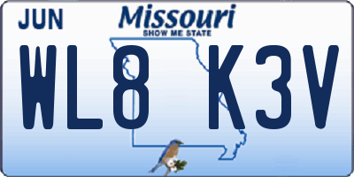 MO license plate WL8K3V