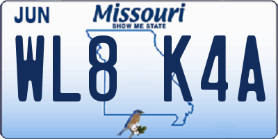 MO license plate WL8K4A