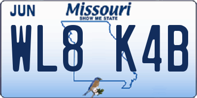 MO license plate WL8K4B