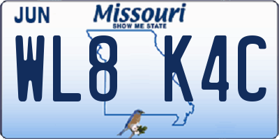MO license plate WL8K4C
