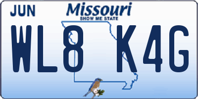 MO license plate WL8K4G
