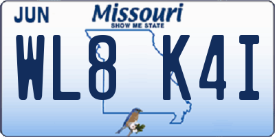 MO license plate WL8K4I