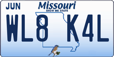 MO license plate WL8K4L