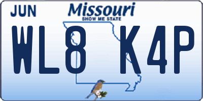 MO license plate WL8K4P