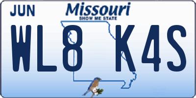 MO license plate WL8K4S