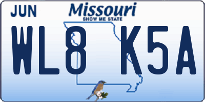 MO license plate WL8K5A