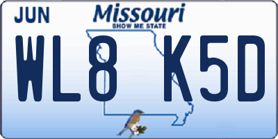 MO license plate WL8K5D