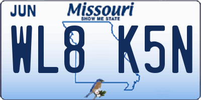 MO license plate WL8K5N