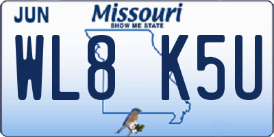 MO license plate WL8K5U