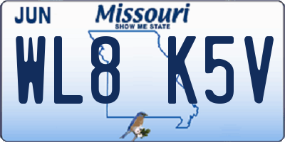 MO license plate WL8K5V