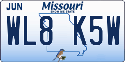 MO license plate WL8K5W