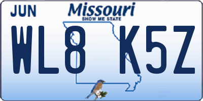 MO license plate WL8K5Z