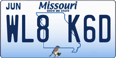 MO license plate WL8K6D