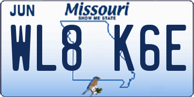 MO license plate WL8K6E