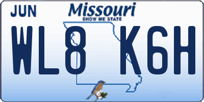 MO license plate WL8K6H