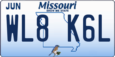 MO license plate WL8K6L
