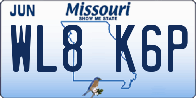 MO license plate WL8K6P