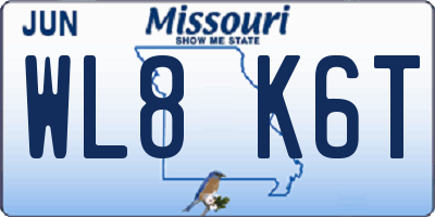 MO license plate WL8K6T
