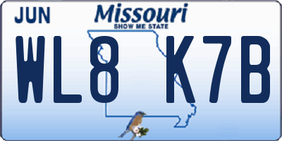 MO license plate WL8K7B