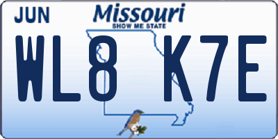 MO license plate WL8K7E