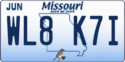 MO license plate WL8K7I