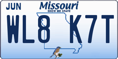 MO license plate WL8K7T